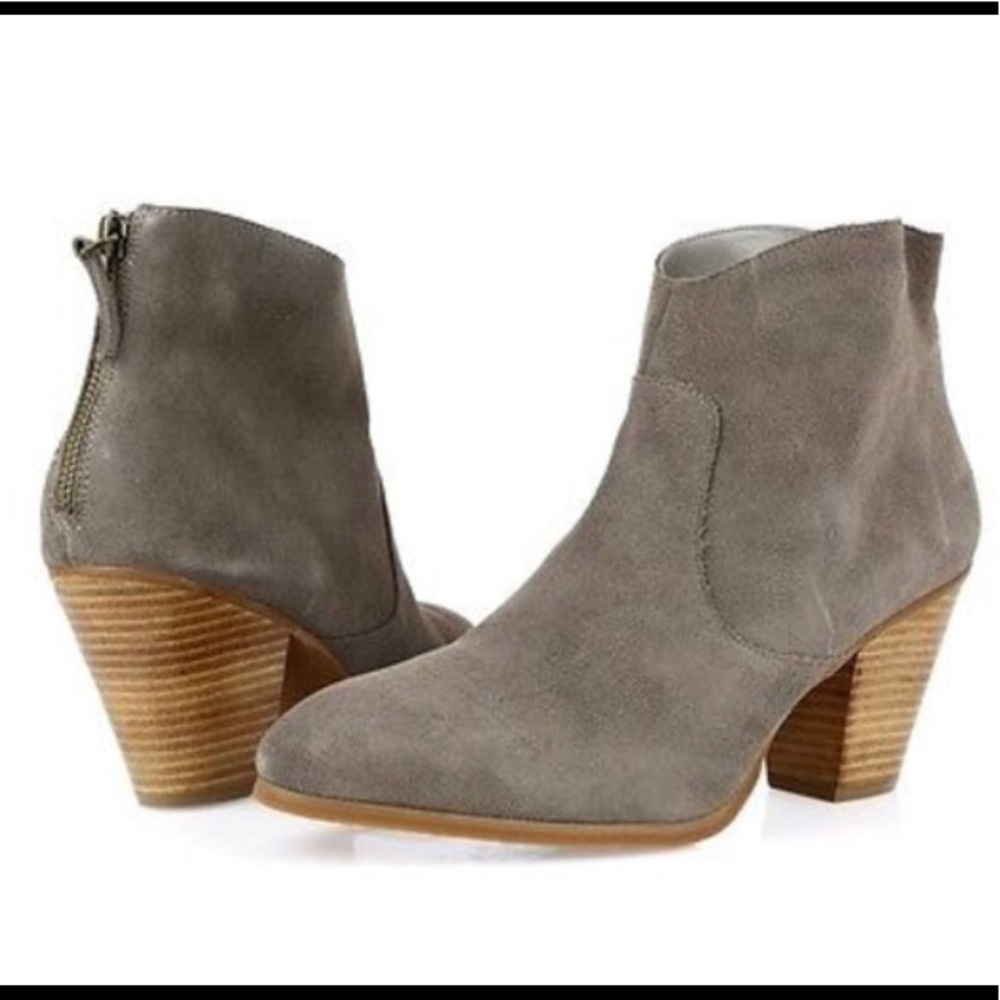 Gray suede booties